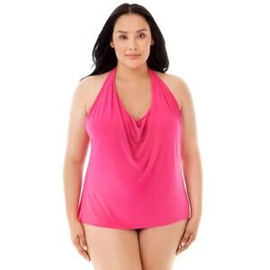 NEW Magicsuit Sophie Tankini Top Womens Plus Size 24W Pink Halter Beach Swimwear